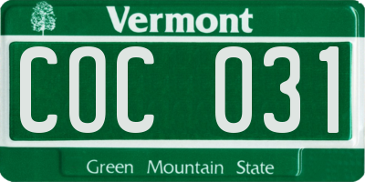 VT license plate COC031