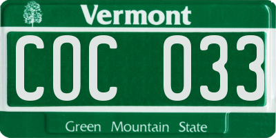 VT license plate COC033