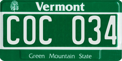 VT license plate COC034