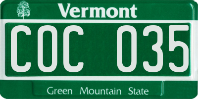 VT license plate COC035