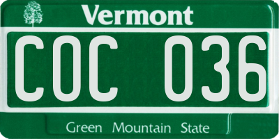 VT license plate COC036