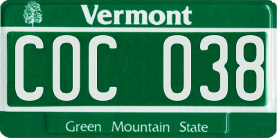 VT license plate COC038