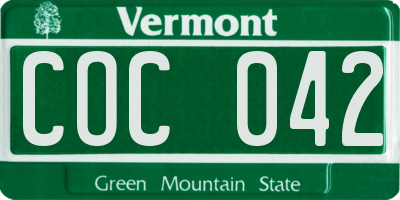 VT license plate COC042