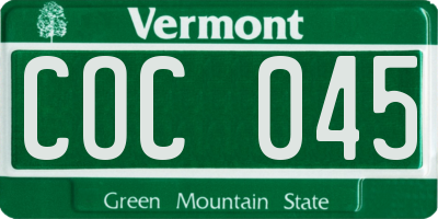 VT license plate COC045