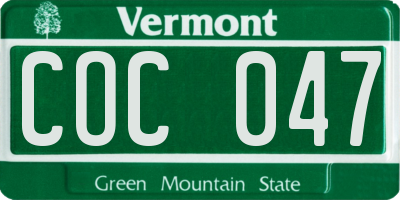 VT license plate COC047