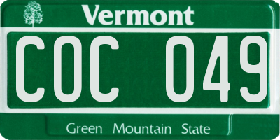 VT license plate COC049