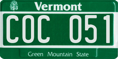 VT license plate COC051