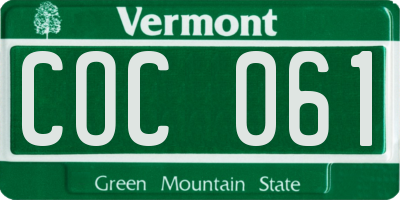 VT license plate COC061