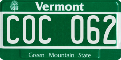 VT license plate COC062