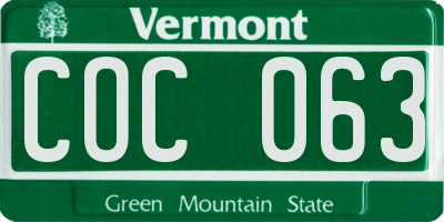 VT license plate COC063