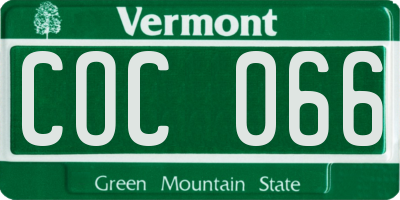 VT license plate COC066