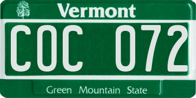 VT license plate COC072