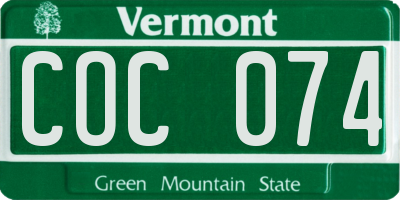 VT license plate COC074