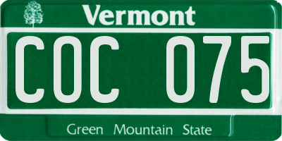 VT license plate COC075