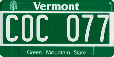 VT license plate COC077