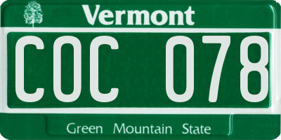 VT license plate COC078