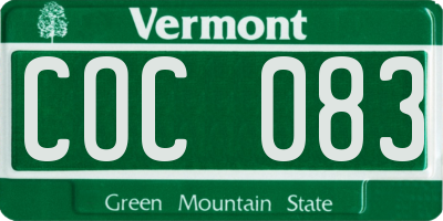 VT license plate COC083