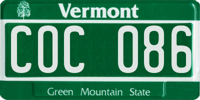 VT license plate COC086