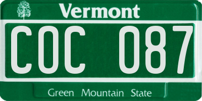 VT license plate COC087