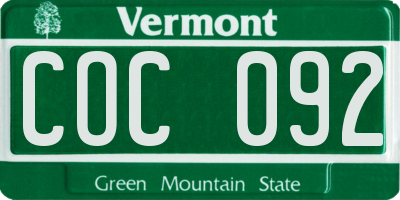 VT license plate COC092