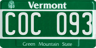 VT license plate COC093
