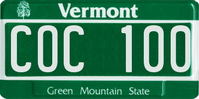 VT license plate COC100