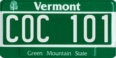 VT license plate COC101