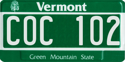 VT license plate COC102