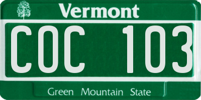 VT license plate COC103