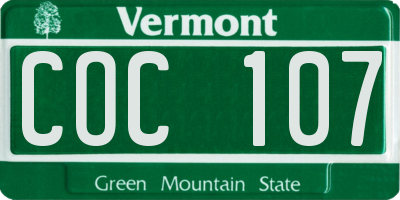 VT license plate COC107