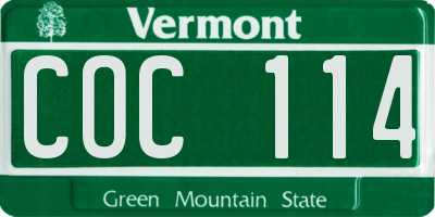 VT license plate COC114