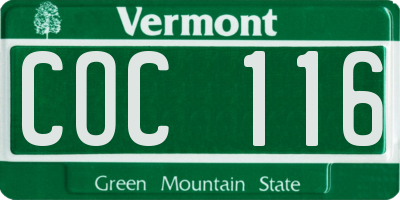 VT license plate COC116