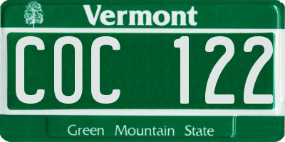 VT license plate COC122