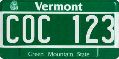 VT license plate COC123