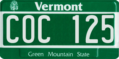 VT license plate COC125