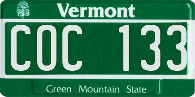 VT license plate COC133