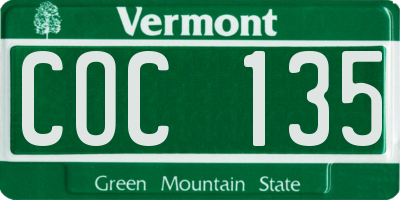 VT license plate COC135