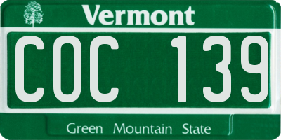 VT license plate COC139