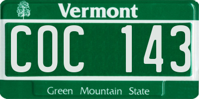 VT license plate COC143