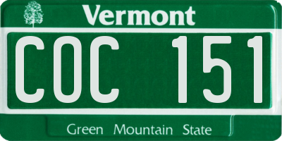 VT license plate COC151