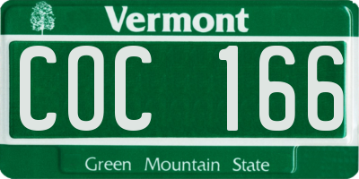 VT license plate COC166