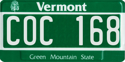 VT license plate COC168