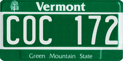 VT license plate COC172