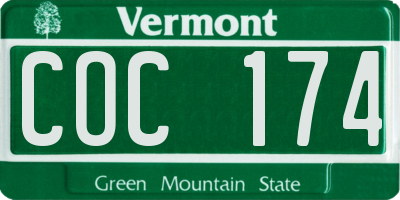 VT license plate COC174
