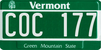 VT license plate COC177