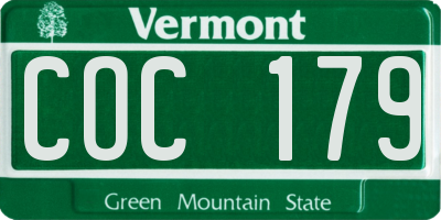 VT license plate COC179