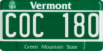 VT license plate COC180