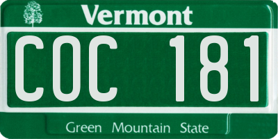 VT license plate COC181