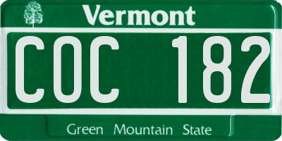 VT license plate COC182