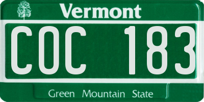 VT license plate COC183